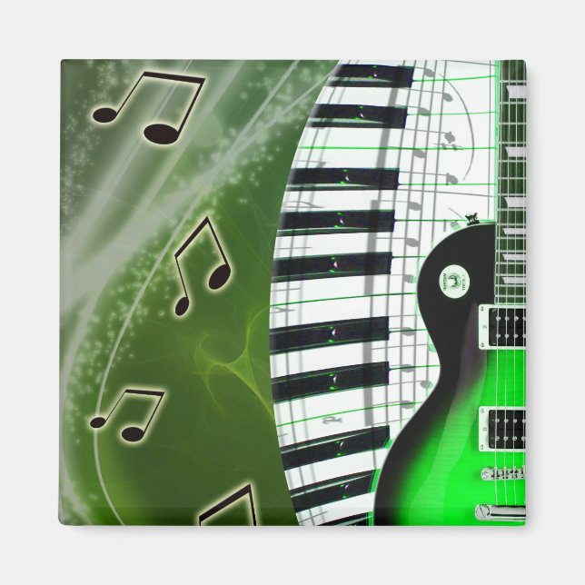 Grüne E-Gitarre mit Tastatur Magnet (Vorne)