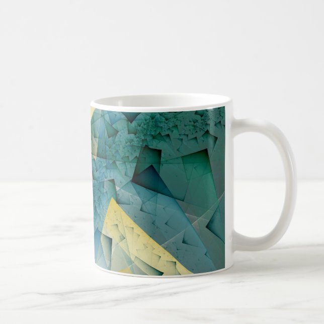Grüne Ecken des geometrischen Fraktals Kaffeetasse (Rechts)