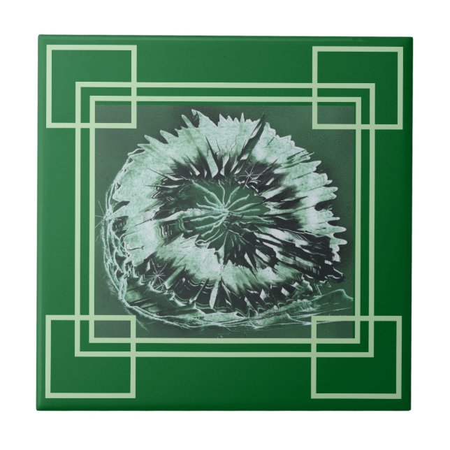 Grüne Edelstein-Geometrien Fliese (Vorderseite)