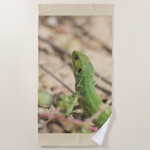 Grüne Eidechse Strandtuch