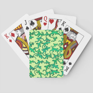 Grüne Eidechsen auf einem grünen Hintergrund Spielkarten