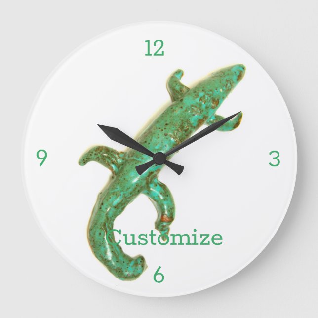 Grüne Eidechsenuhr Thunder_Cove Große Wanduhr (Vorderseite)