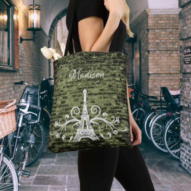 Grüne Eiffelturm Grunge Totttasche Tasche (Green Eiffel Tower Grunge Tote Bag)