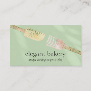 Grüne einfache Bäckerei elegantes weibliches Logo  Visitenkarte