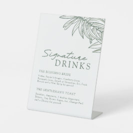 Grüne, einfache Botanische Signaturgetränke Sockelschild