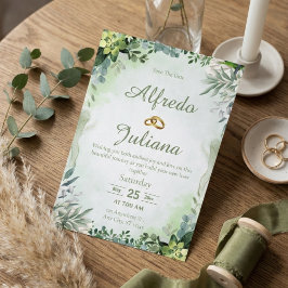 Grüne einfache elegante Hochzeitseinladungskarte Einladung