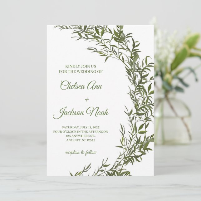 Grüne Einladung zur Hochzeit, Einladung zur Hochze (Stehend Vorderseite)