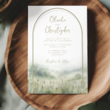 Grüne Einladungen Hochzeit Aquarellschrift