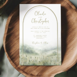Grüne Einladungen Hochzeit Aquarellschrift