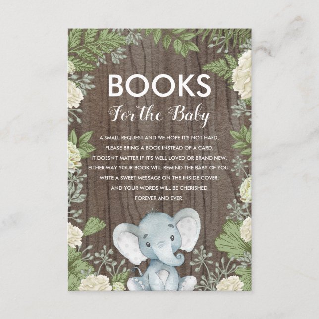 Grüne Elefanten / Rustikale Bücher für das Baby Begleitkarte (Vorderseite)