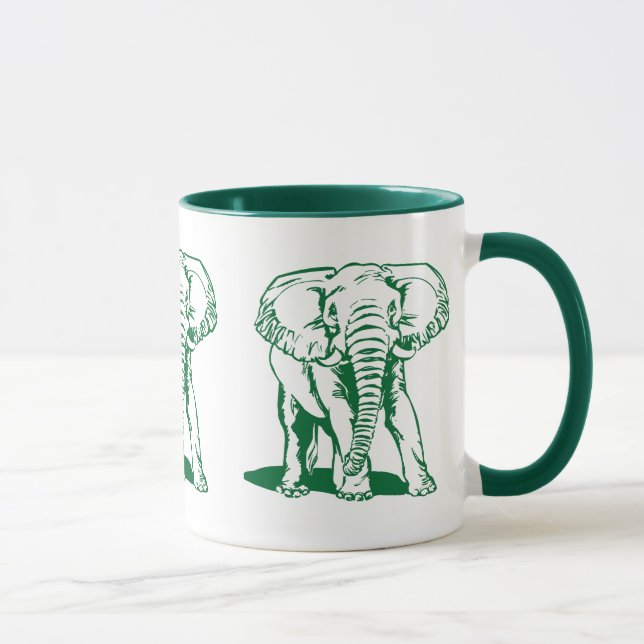 Grüne Elefantenlinie des niedlichen Jägers Zeichne Tasse (Rechts)