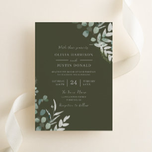 Grüne Elegance: Grüne Leaf-Hochzeit Einladung