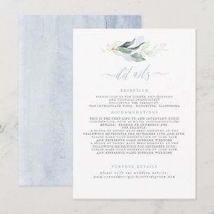 Grüne Elegant Dusty Blue Wedding Details Begleitkarte