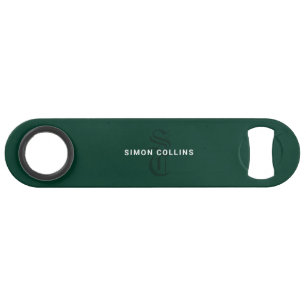 Grüne Elegant gotische Monogramm Name Mittelalterl Speed Flaschenöffner