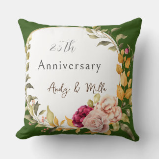 Grüne Elegante Blumenreath 25. Hochzeit Kissen