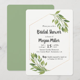 Grüne elegante Bridal-Dusche Einladung