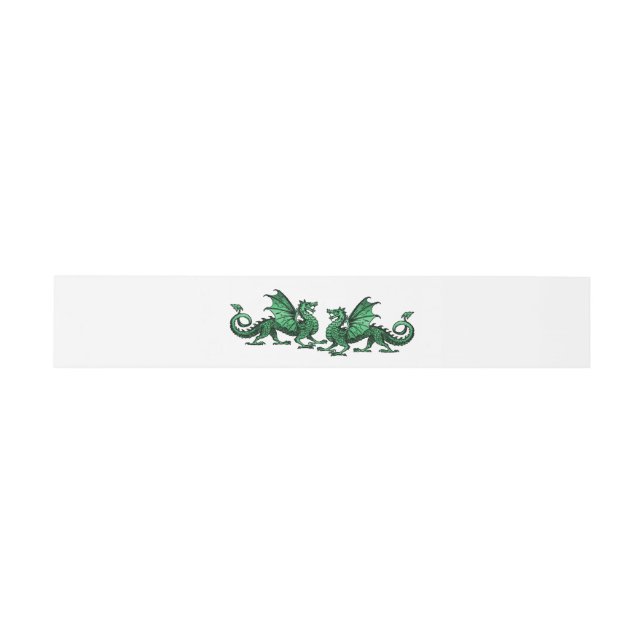 Grüne Elegante Drachen Hochzeiten Bündner Bands Einladungsbanderole (Flach)