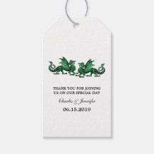 Grüne, elegante Drachen Hochzeitsmarken