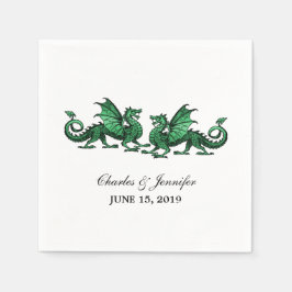 Grüne elegante Drachen Hochzeitspapier Napkins Serviette