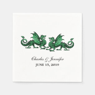 Grüne elegante Drachen Hochzeitspapier Napkins Serviette