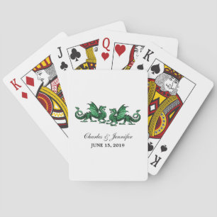 Grüne, elegante Drachen spielen Karten Spielkarten