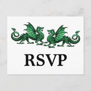 Grüne Elegante Dragons Antwort Postkarte