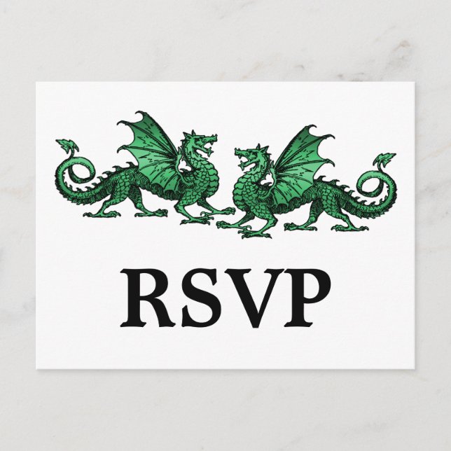 Grüne Elegante Dragons Antwort Postkarte (Vorderseite)