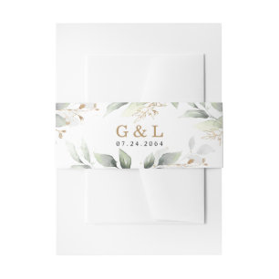 Grüne Elegante Grün und Gold Rustikale Hochzeit Einladungsbanderole