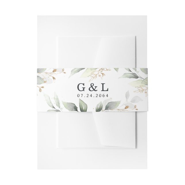 Grüne Elegante Grün und Gold Rustikale Hochzeit Einladungsbanderole (Vorderseite Beispiel)