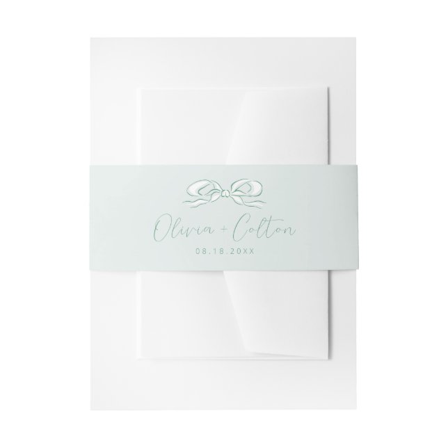 Grüne Elegante Hand Drawn Bow Wedding Einladungsbanderole (Vorderseite Beispiel)