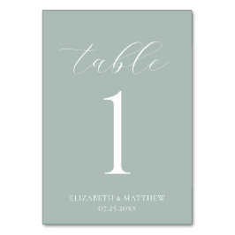 Grüne elegante Hochzeit Tischnummer