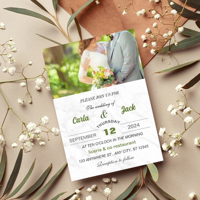 Grüne, elegante Hochzeitseinladung Einladung (Von Creator hochgeladen)