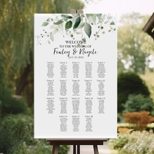 Grüne elegante Hochzeitskarte 18 Tische Poster