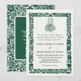 Grüne Elegante Islamische Hochzeit Nikah mit QR-Co Einladung
