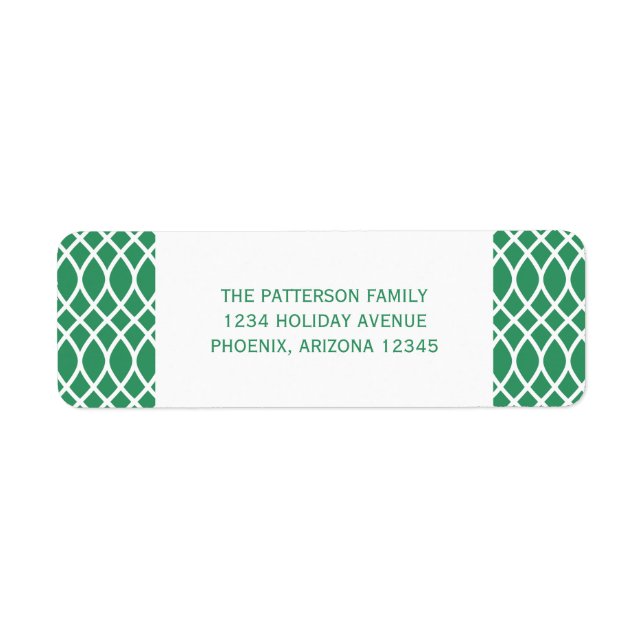 Grüne Elegante Lattice Holiday Address Labels (Vorne)