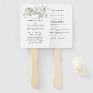 Grüne elegante, moderne botanische Hochzeitshand Fächer