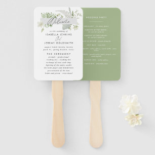 Grüne elegante moderne botanische Schrift Hochzeit Fächer