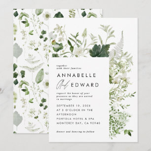 Grüne elegante moderne botanische Skripte Hochzeit Einladung