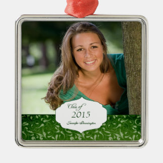 Grüne elegante Muster-Abschluss-Fotoverzierung Silbernes Ornament