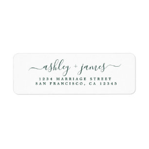 Grüne, elegante Script-Hochzeit-Rücksendeadresse