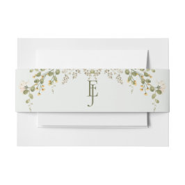 Grüne Elegante Wildblume Hochzeit Einladungsbanderole