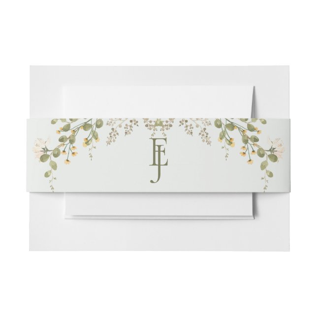 Grüne Elegante Wildblume Hochzeit Einladungsbanderole (Vorderseite Beispiel)