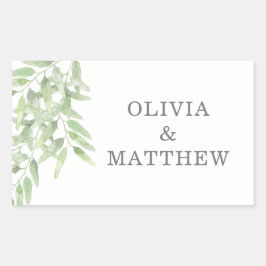 Grüne Eleganter Olivenzweig. Botanische Hochzeit Rechteckiger Aufkleber