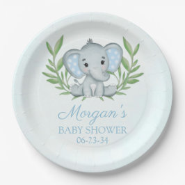 Grüne Elephant Blue Boy Baby Dusche Pappteller