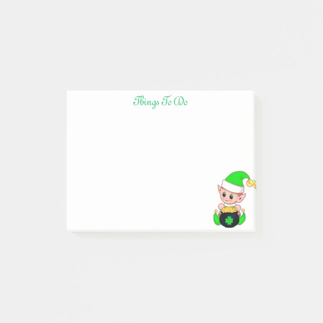 Grüne Elf- und Goldmünzen auf weißem Grund Post-it Klebezettel (Vorderseite)