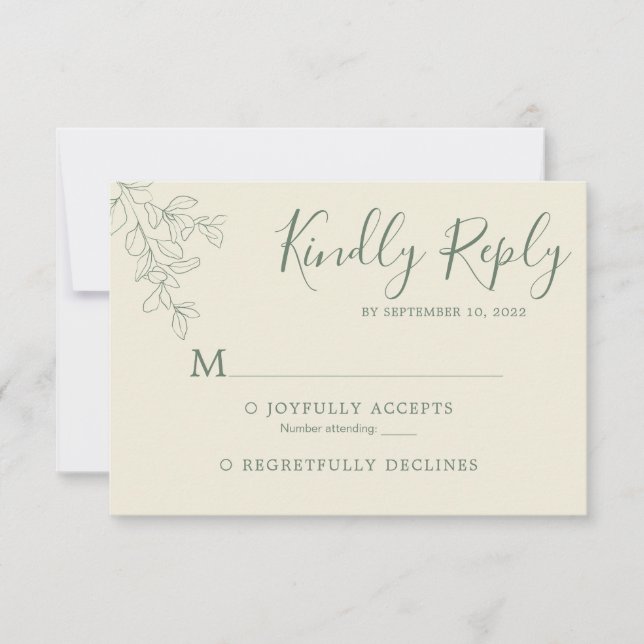 Grüne Elfenbeinblüte, Botanische Hochzeit RSVP Karte (Vorderseite)
