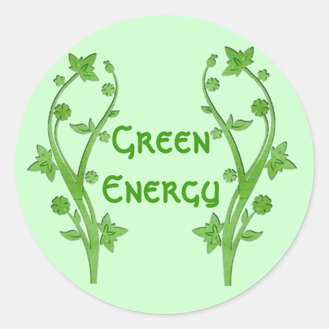 Grüne Energie Runder Aufkleber (Vorderseite)