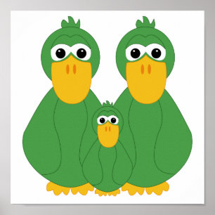 Grüne Enten und Baby goofy Poster