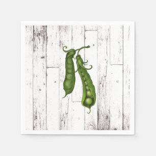 Grüne Erbsen Erbse Weiß Holz Rustikal Baby Shower Serviette