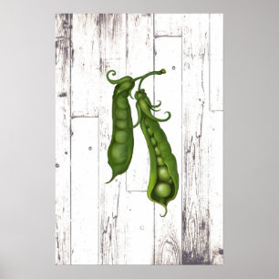 Grüne Erbsen Erbse Weiß Holz Rustikale Farmhaus Ku Poster